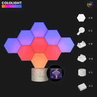 Cololight智能量子灯PRO蜂巢灯电竞氛围灯RGB 六角灯电竞房创意语音控制 PRO 9灯套装 +磨石底座