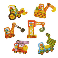 DJECO儿童拼图1-3岁低幼幼儿纸质大块拼图认知数字学数学玩具 交通工具拼图DJ08170