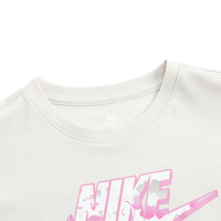 NIKE 童装女童迷彩抗皱短袖T恤2025年夏季轻薄柔软儿童上衣 白桦色 110 /56