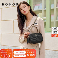 红谷 女士牛皮斜挎包 H5171830 漆黑