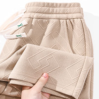 真维斯（JEANSWEST Z+）新中式肌理感男士短裤夏季裤子运动五分裤国潮宽松直筒沙滩裤 卡其 2XL 体重 (150-170) 斤