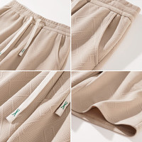 真维斯（JEANSWEST Z+）新中式肌理感男士短裤夏季裤子运动五分裤国潮宽松直筒沙滩裤 卡其（中国狮子KZ） 2XL 体重 (150-170) 斤