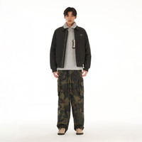 杰克·琼斯(JACK&JONES)时尚舒适保暖翻领落肩袖复古棉衣棉服夹克外套男女同款M24409002 E44黑砂色 XS
