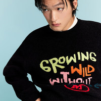 MLMR MY LIFE MY RULES宽松舒适胸前原创趣味字母图案装饰长袖针织衫男女同款M24325004 E40