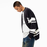 MLMR MY LIFE MY RULES秋季款潮流撞色毛衣复古潮流个性针织男士开衫外套M23324005 深蓝 XS 165