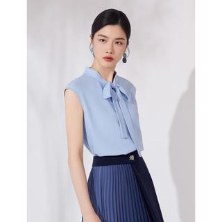 简约通勤衬衫春夏装飘带立领轻薄小衫上衣女轻职场