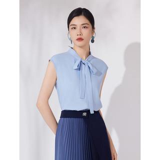 简约通勤衬衫春夏装飘带立领轻薄小衫上衣女轻职场