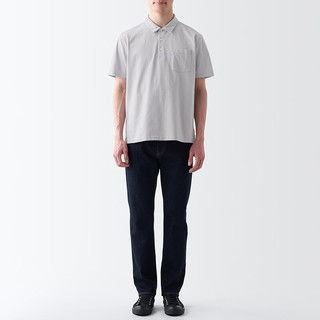 無印良品 MUJI 水洗天竺织短袖POLO衫 浅灰色 XS