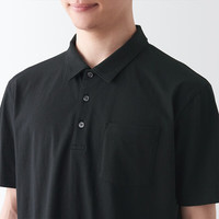 無印良品 MUJI 男式 水洗天竺织 短袖POLO衫 休闲百搭 纯棉全棉 ABE12A3S 黑色 XS