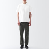 無印良品 MUJI(無印良品 )男式 水洗天竺织 短袖POLO衫 休闲百搭 纯棉全棉 ABE12A3S 白色 L