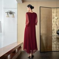2025桑蚕丝连衣裙女夏手工钩花真丝长裙女