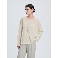 初棉空气感竹节棉麻针织罩衫女25春夏圆领宽松小衫及简松弛感 清水蓝 M