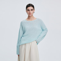 初棉空气感竹节棉麻针织罩衫女25春夏圆领宽松小衫及简松弛感 米白 XL