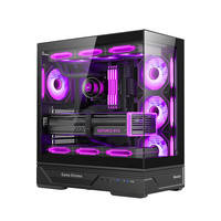 航嘉（Huntkey）GX760A天选人 海景房机箱  卡扣式双面钢化玻璃全景游戏机箱（支持ATX主板/长显卡/360水冷） 黑色（机箱+650W电源+360水冷+风扇*7）