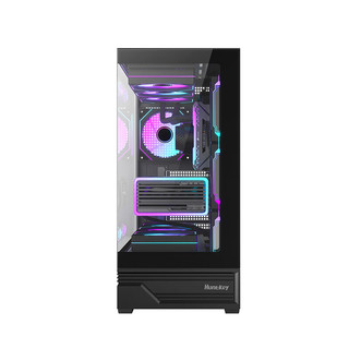  Huntkey/航嘉 卡扣式双面钢化玻璃全景 机箱  黑色