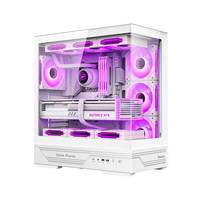 航嘉（Huntkey）GX760A天选人 海景房机箱  卡扣式双面钢化玻璃全景游戏机箱（支持ATX主板/长显卡/360水冷） 白色（机箱+850W电源+360水冷+风扇*7）