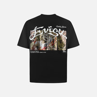 EVISU福神 2025年夏季男士神兽白泽印花T恤2ESHTM5TS1212RXCT 黑色 XL 【超宽松可选小1-2个尺码】