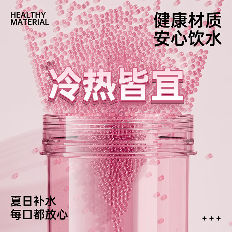 炊大皇（COOKER KING）塑料杯水杯男女便携健康大容量泡茶防漏学生杯太空杯子透明带吸管 【舒适把手】