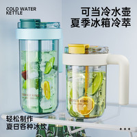 炊大皇（COOKER KING）塑料杯水杯男女便携大容量泡茶防漏杯太空杯子透明带吸管 柏林蓝【冷热皆宜】 1L