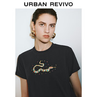 URBAN REVIVO 趣味蛇形印花 女士短袖T恤