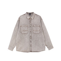 杰克·琼斯（JACK&JONES）季季男士衬衣衣服宽松复古时尚翻领牛仔衬衫衬衣男装外套 浅棕色E12 XS 165