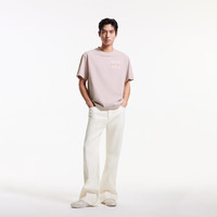 杰克·琼斯（JACK&JONES）男装短袖男宽松潮流废土T恤复古做旧字母重磅刺绣圆领纯棉t恤男夏 C18 尘埃粉 L 180