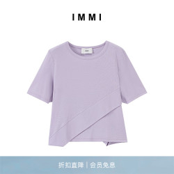 IMMI 春夏薄罗纹翻边短袖T恤 111TE023Y