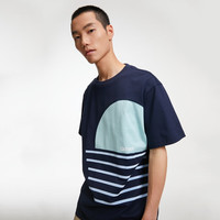 杰克·琼斯（JACK&JONE）春夏新款撞色拼接全棉半袖上衣宽松版短袖T恤打底衫男装223