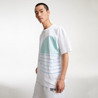 杰克·琼斯（JACK&JONES）春夏撞色拼接全棉半袖上衣宽松版短袖T恤打底衫男装223 本白-A06 M