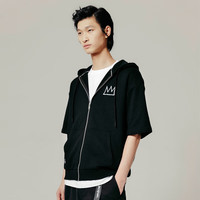 杰克·琼斯(JACK&JONES)男装男士Basquiat联名小王冠装饰宽松短袖卫帽衫222233013 E40