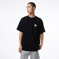 杰克·琼斯（JACK&JONES）男装夏季休闲时尚舒适百搭上衣略宽松版型速干面料圆领短袖T恤男 黑色 M