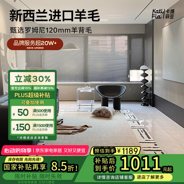 卡提菲亚 Katifia 进口羊毛防滑地毯客厅轻奢毯卧室毯 水墨江南-01 2*3米