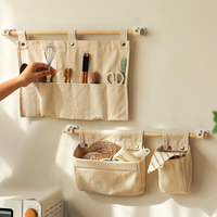 圆本布艺收纳挂袋墙挂式床头门后悬挂式储物袋壁挂杂物置物袋 【大号】免打孔布艺挂袋