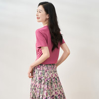 欧莎（OSA）白色字母短袖t恤女夏装2025年设计感小众衣服短款体恤上衣 玫红色 2XL