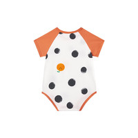 YeeHoO英氏婴幼儿连体衣春夏短袖男女宝爬服纯棉透气新生儿衣服 橙色 73CM
