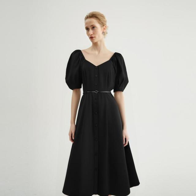 Meilleur moment MM麦檬夏季棉质v领法式连衣裙女