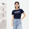 水云间美式正肩短袖T恤女字母印花圆领短上衣百搭显瘦2025夏 藏蓝 XL