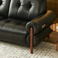 儒黛黑糖云朵皮艺沙发头层牛皮真皮实木沙发客厅直排沙发电动款 2.3m