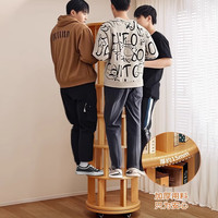 林之语实木旋转书架360度书柜置物架落地一体靠墙可移动转角儿童小窄柜 【三层】44*103CM黑橡木色