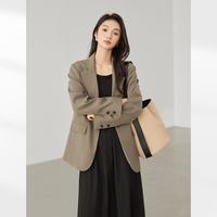 【凯伊莱文联名】春秋装宽松廓形翻边印花袖女式西装外套