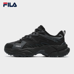 FILA 斐乐 官方女鞋蕨草老爹鞋运动鞋厚底休闲鞋春季黑色鞋子男鞋