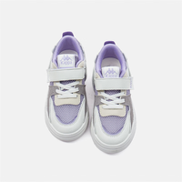 KAPPA KIDS卡帕童鞋夏季儿童透气网面休闲跑步鞋男童低帮板鞋女童中大童 米白/紫 29