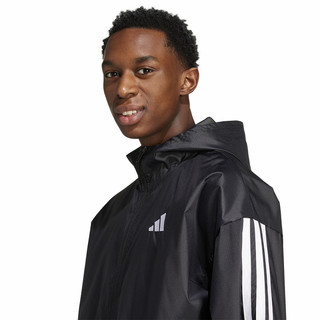adidas阿迪达斯防风梭织连帽外套2025春男三条纹训练夹克 IM7848