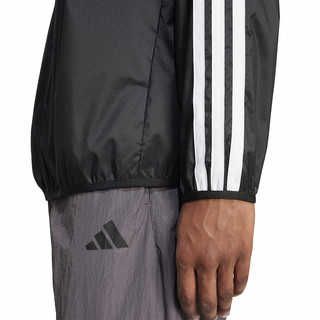 adidas阿迪达斯防风梭织连帽外套2025春男三条纹训练夹克 IM7848