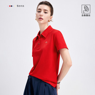 Navigare意大利小帆船红色短袖Polo衫女夏季翻领T恤 0303珊瑚粉（B款） L