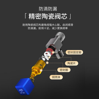 潜水艇（Submarine）黄铜加厚三角阀冷热角阀止水阀红蓝标识陶瓷阀芯八字阀全铜四分 升级款【冷水角阀】黄铜枪灰