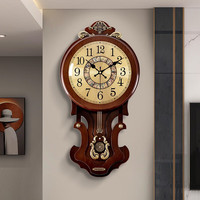 凯恩斯(KAIENSI) 挂钟客厅钟表欧式复古时钟摇摆石英钟表电波创意木质挂表家用 3340C-贝壳盘-超长续航品牌机芯 16英寸 【直径40厘米】