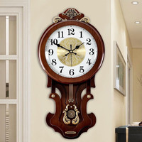 凯恩斯(KAIENSI) 挂钟客厅钟表欧式复古时钟摇摆石英钟表电波创意木质挂表家用 1340QL数字金属盘-丽.声机芯 12英寸 【直径30厘米】