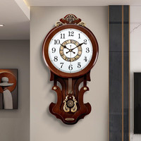 凯恩斯(KAIENSI) 挂钟客厅钟表欧式复古时钟摇摆石英钟表电波创意木质挂表家用 3340DD-贝壳盘-智能电波机芯 12英寸 【直径30厘米】