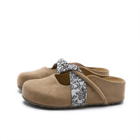 西遇厚底勃肯鞋女夏季2025法式仙女风外穿拖鞋内增高包头半拖 卡其色 (6月4日) 35